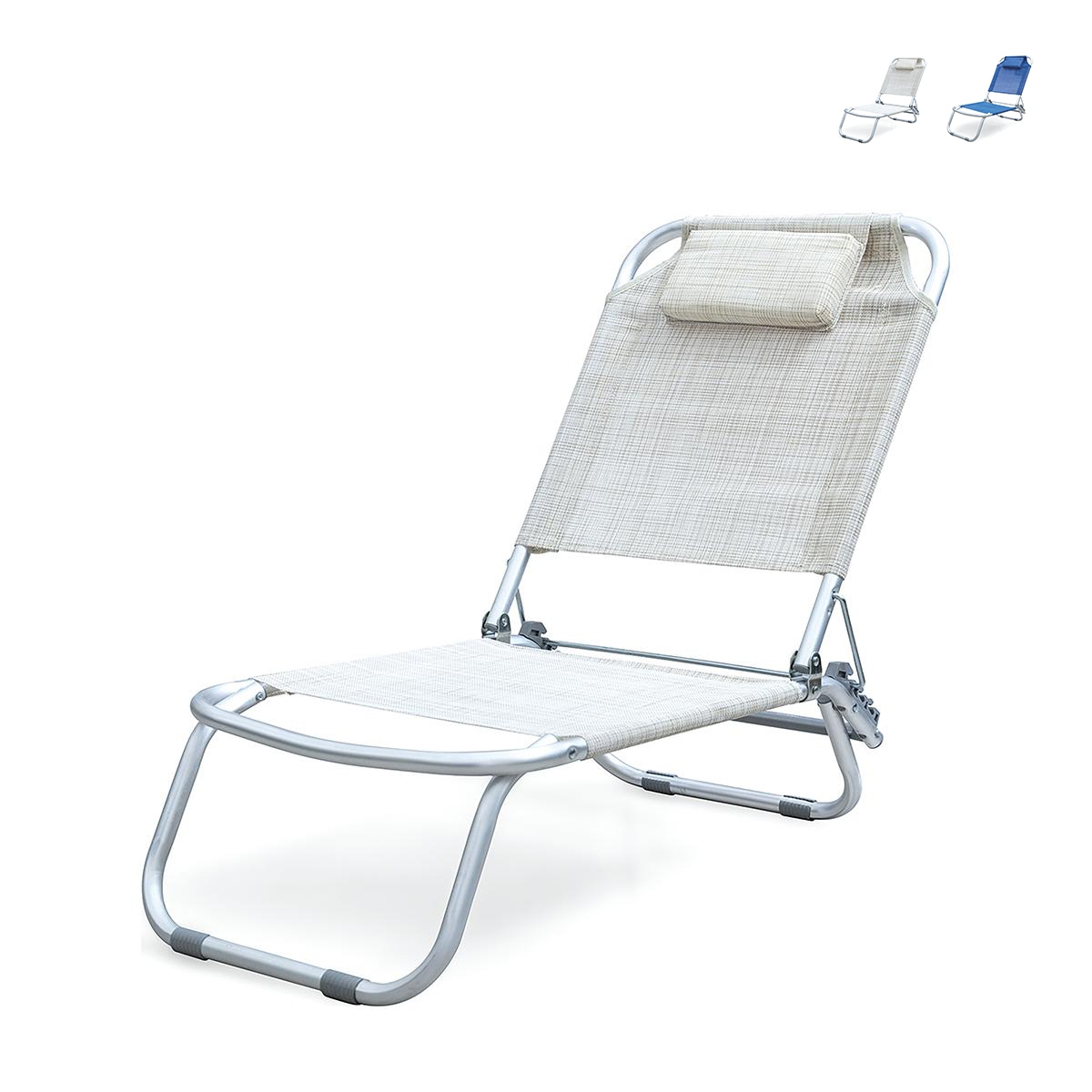 Sammenklappelig strandstol med pude i aluminium Grecia Kampagne Sammenklappelig strandstol med pude i aluminium Grecia Kampagne