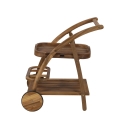 Carrello porta vivande due ripiani con ruote in legno di acacia Bali Tilbud