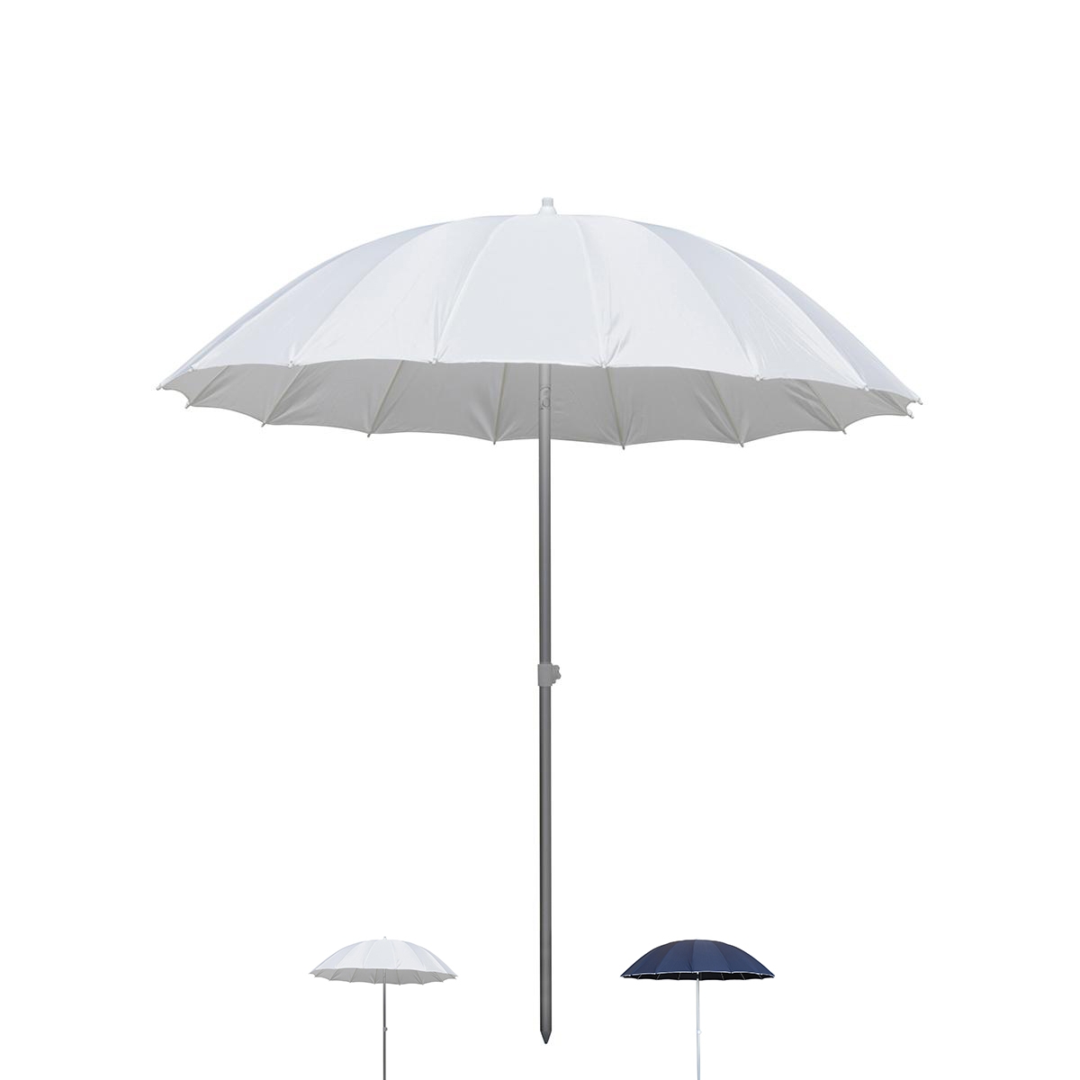 Strandparasol Ø2,4 m i aluminium med 16 ribber, justerbar Shangai Kampagne Strandparasol Ø2,4 m i aluminium med 16 ribber, justerbar Shangai Kampagne