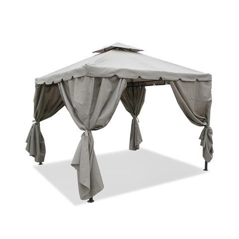 Gazebo idrorepellente 3x3m 4 tende laterali ferro tortora Tangeri Kampagne