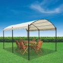 Vandtæt tunnel-gazebo 3x4m, stål, 6 stolper, ecru Lomek På Tilbud
