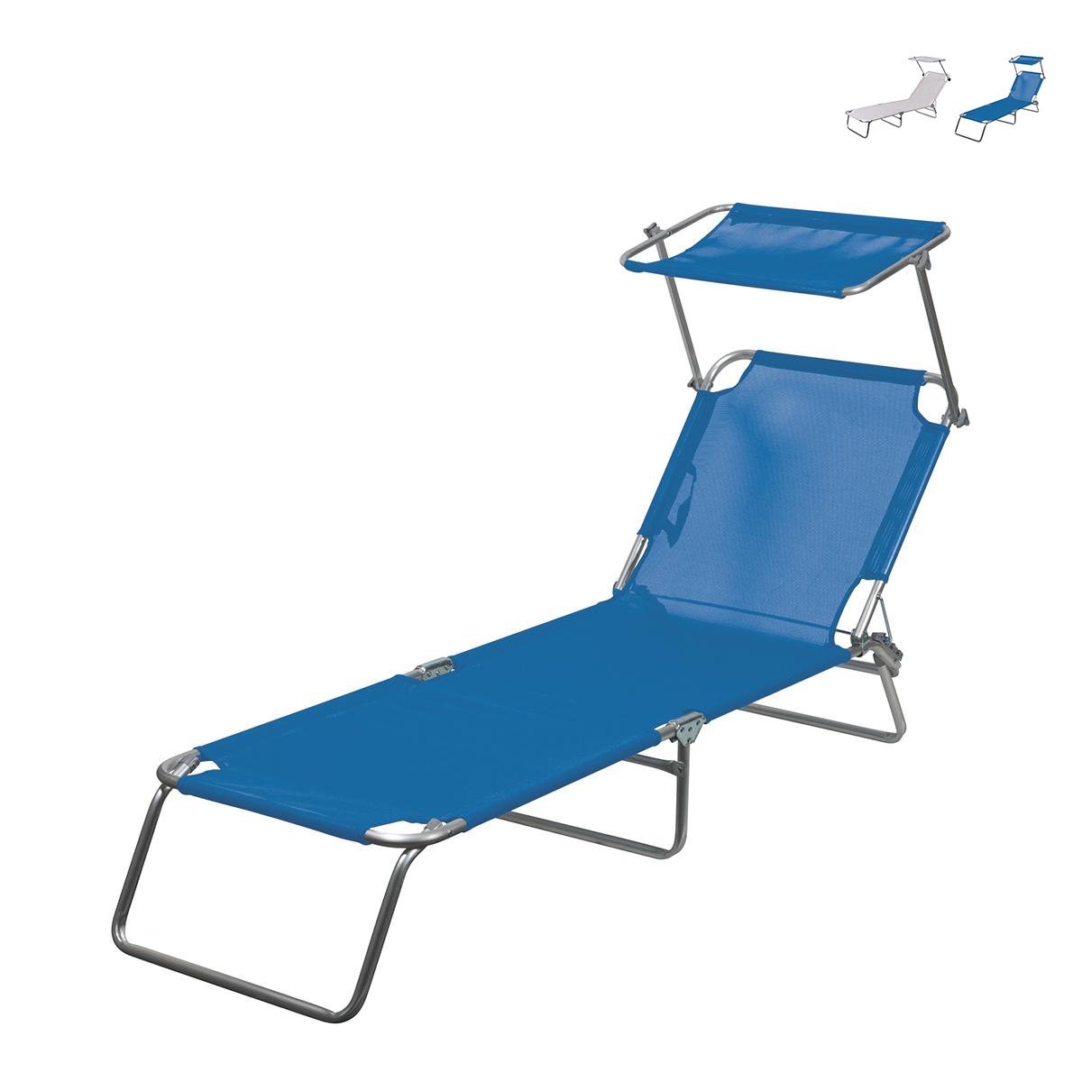 Sammenklappelig strandstol med justerbart ryglæn og soltag Vieste Kampagne Sammenklappelig strandstol med justerbart ryglæn og soltag Vieste Kampagne