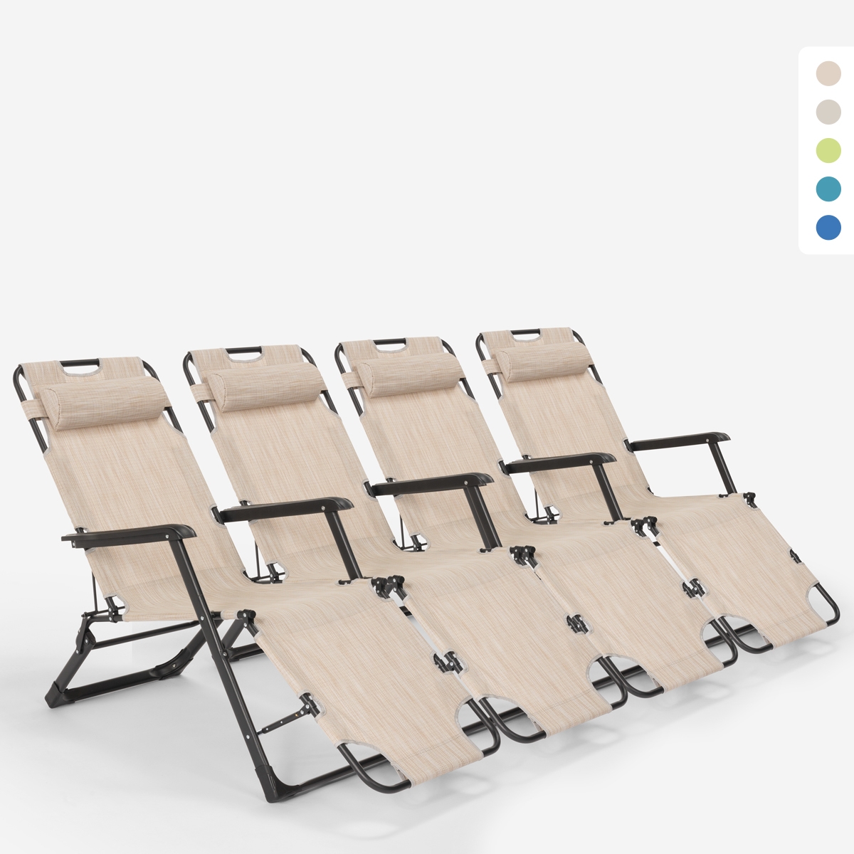 Sæt med 4 Emily Lux foldbar liggestol have justerbar ryglæn fodstøtte Kampagne Sæt med 4 Emily Lux foldbar liggestol have justerbar ryglæn fodstøtte Kampagne