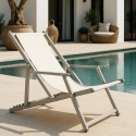 Sæt med 2 Riccione Gold Lux strandstol sammenfoldelig textile havestol Valgfri