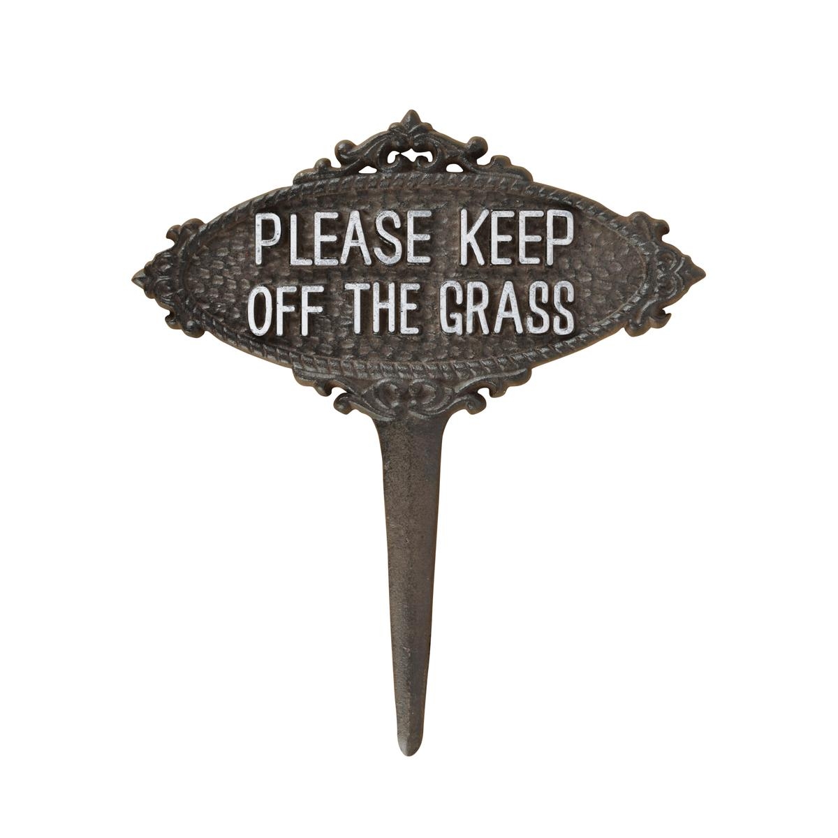 Havepæl i støbejern med skilt "Keep Off The Grass" Kampagne Havepæl i støbejern med skilt "Keep Off The Grass" Kampagne