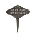Havepæl i støbejern med skilt "Keep Off The Grass" Kampagne