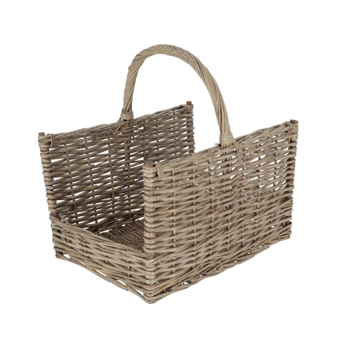 Kurv til brænde i pileflet med hank 45,8x36x51,5 cm Kampagne