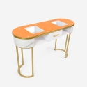 Kosmetikbord i glas og gyldent metal med marmoreffekt Jess Udsalg