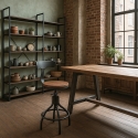 Barstol med ryglæn i justerbar vintage industriel design til bar køkken Junt På Tilbud