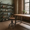 Barstol med ryglæn i justerbar vintage industriel design til bar køkken Junt På Tilbud