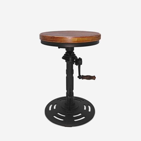 Justerbar skammel i vintage industriel design med håndsving Zunor Kampagne