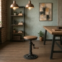 Justerbar skammel i vintage industriel design med håndsving Zunor På Tilbud