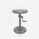 Justerbar skammel i vintage industriel design med håndsving Zunor Rabatter