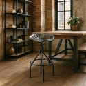 Barstol i sort metal vintage industriel design justerbar højde Latas På Tilbud