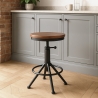 Justerbar taburet i industriel vintage design med sort metal Crewi På Tilbud