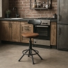 Drejestol med ryglæn og justerbar vintage industriel design Crewi Back På Tilbud