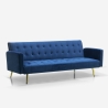 Caullae moderne 3 personers sofa fløjls sovesofa med gyldne metalben Udsalg