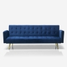 Caullae moderne 3 personers sofa fløjls sovesofa med gyldne metalben Udvalg