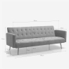 Caullae moderne 3 personers sofa fløjls sovesofa med gyldne metalben 
