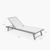 Sæt af 4 justerbare solsenge i aluminium med hjul til have terrasse og pool Rimini 