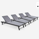 Sæt af 4 justerbare solsenge i aluminium med hjul til have terrasse og pool Rimini Kampagne
