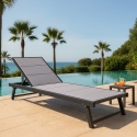 Sæt af 4 justerbare solsenge i aluminium med hjul til have terrasse og pool Rimini Tilbud