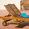 Teak-haveliggestol med hjul og udtræksbord, Carloforte Model