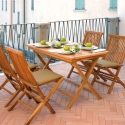 Sammenklappeligt havebord i teaktræ 80x120cm Lipari På Tilbud
