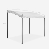 Pergola markise 3x2 m med sort stålramme havepavillon til have terrasse Billig