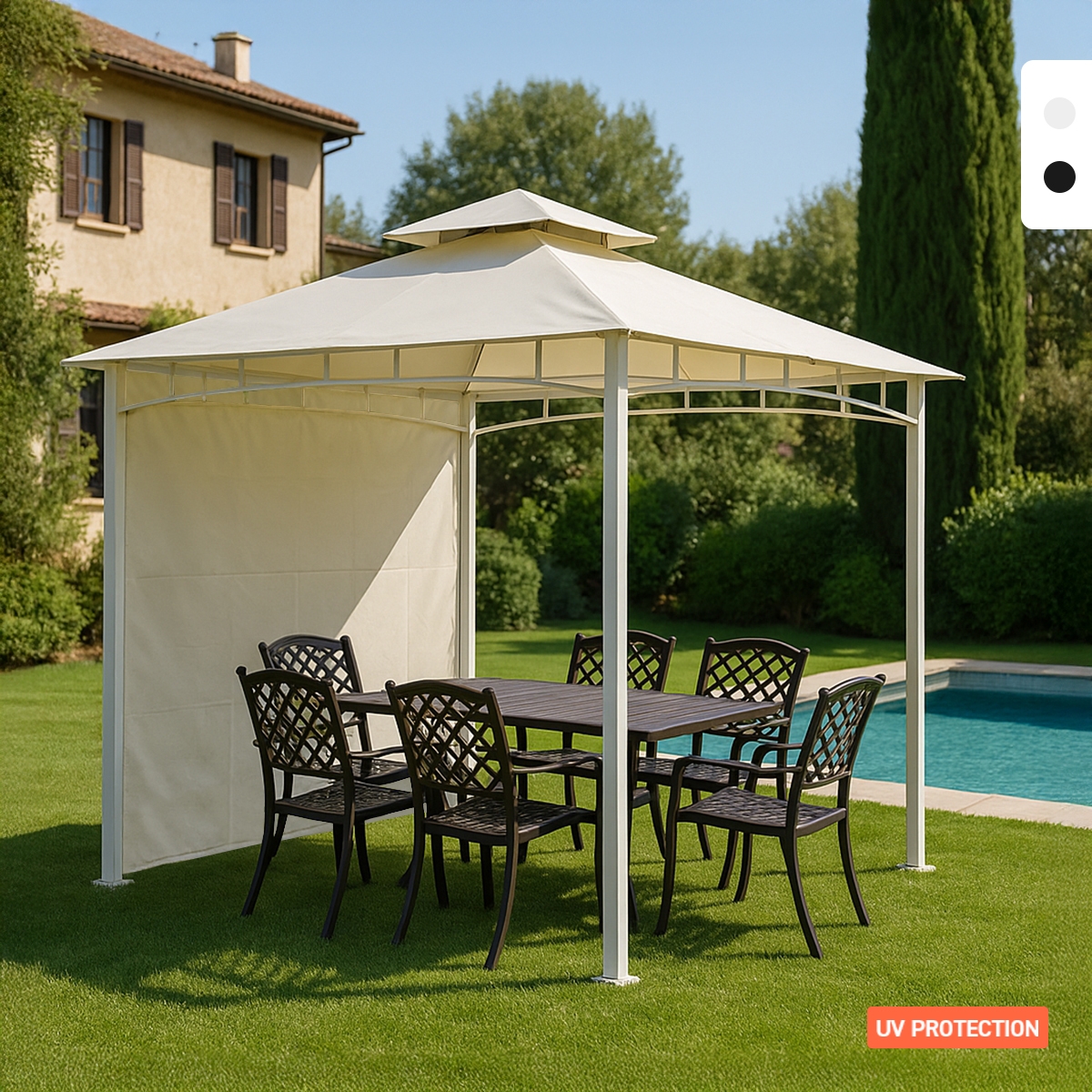 Antigua uv havepavillon 3,3x3,3 meter til have bar hotel restaurant Kampagne Antigua uv havepavillon 3,3x3,3 meter til have bar hotel restaurant Kampagne
