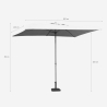 Eden 3x2m rektangulær have parasol af aluminium og vejrbestandig dug 