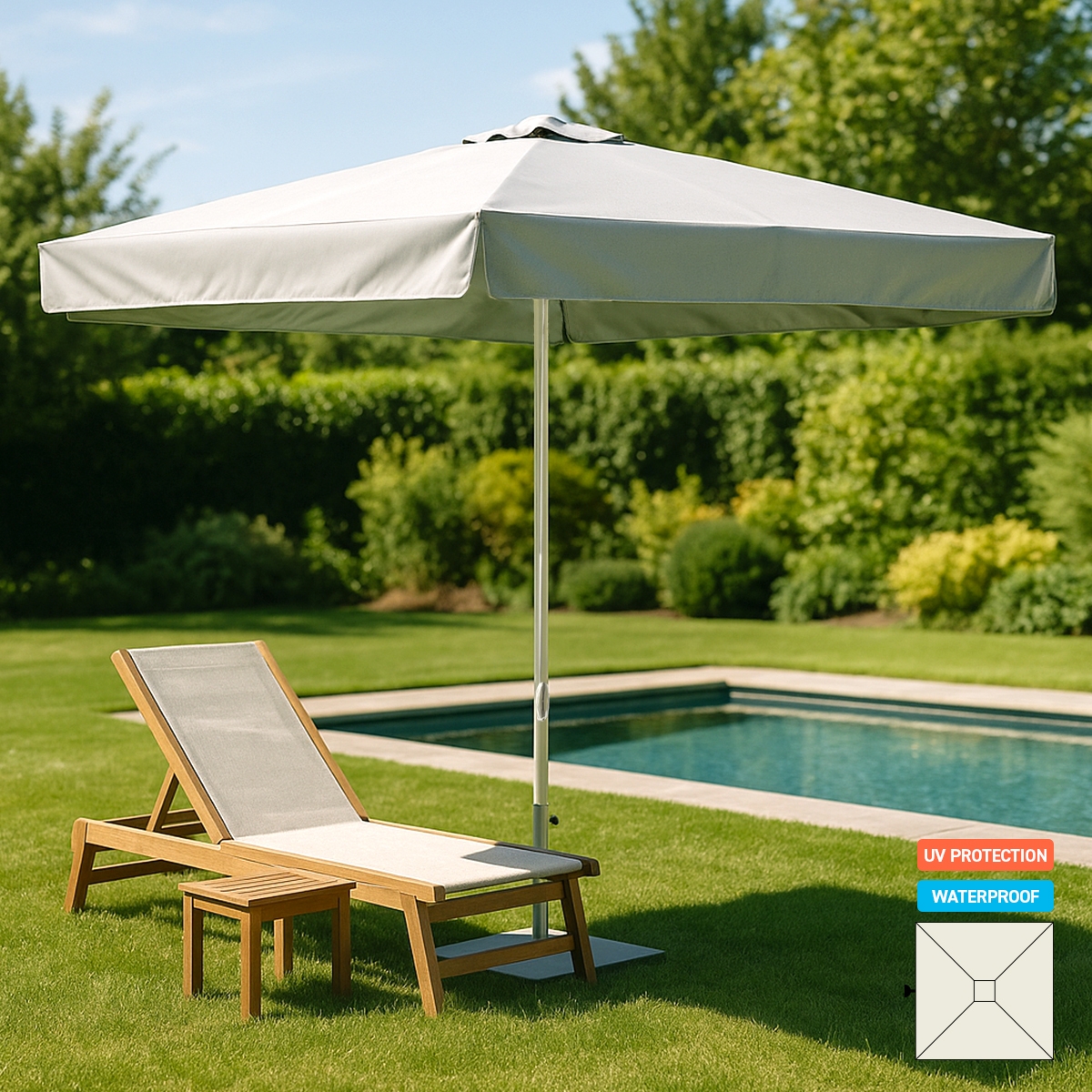 Firkantet parasol til have terrasse bar 3x3m vandafvisende Marte Kampagne Firkantet parasol til have terrasse bar 3x3m vandafvisende Marte Kampagne