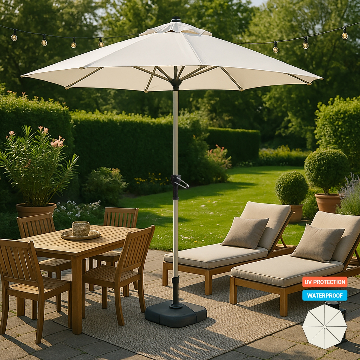 Eden 3x3 stor ottekantet parasol til have, altan, terrasse med tilt Kampagne Eden 3x3 stor ottekantet parasol til have, altan, terrasse med tilt Kampagne
