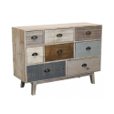 Farverig trækommode med 8 skuffer i shabby chic stil Donald Kampagne