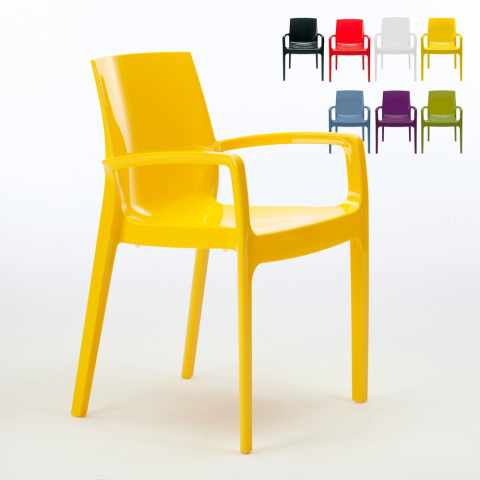 Cream Armlæn Grand Soleil stabelbar spisebord stol plast mange farver Kampagne