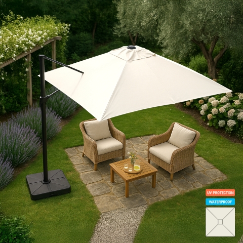 Paradise 2,5m kvadratisk hænge parasol til have terrasse altan med tilt Kampagne