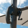 Parasol med decentral stang og justerbar arm med LED sollys 3x3m Paradise Light Brown Køb