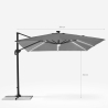 Parasol med decentral stang og justerbar arm med LED sollys 3x3m Paradise Light Brown 