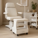 Kaekoon hvid fodskammel  til pedicure med hynde skuffe hylde og 4 hjul Rabatter