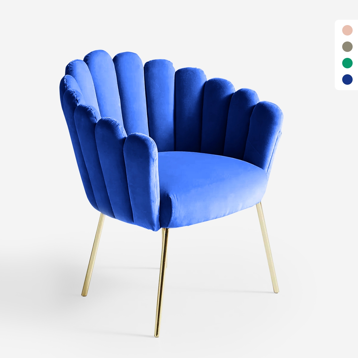 Calicis lænestol loungestol velour fløjlstof skal design gyldne ben Kampagne
