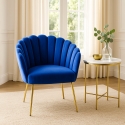 Calicis lænestol loungestol velour fløjlstof skal design gyldne ben Udsalg