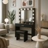 Gaia Black sminkebord makeup bord med skuffe spejl 12 LED lys skammel Kampagne