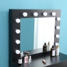 Gaia Black sminkebord makeup bord med skuffe spejl 12 LED lys skammel Køb