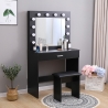 Gaia Black sminkebord makeup bord med skuffe spejl 12 LED lys skammel Udvalg