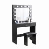 Gaia Black sminkebord makeup bord med skuffe spejl 12 LED lys skammel Udsalg