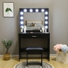 Gaia Black sminkebord makeup bord med skuffe spejl 12 LED lys skammel Valgfri