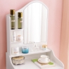 Flora sminkebord makeup bord med en skuffe lås spejl 3 hylder og skammel Køb