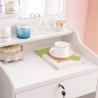 Flora sminkebord makeup bord med en skuffe lås spejl 3 hylder og skammel 