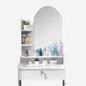 Flora sminkebord makeup bord med en skuffe lås spejl 3 hylder og skammel Valgfri