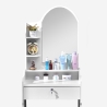 Flora sminkebord makeup bord med en skuffe lås spejl 3 hylder og skammel Valgfri